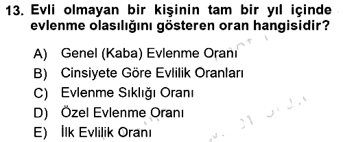 Nüfus Ve Toplum 2024-2025 Yaz Okulu Sınavı - 13. soru