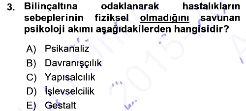 Psikoloji 2015-2016 Ara Sınav - 3. soru