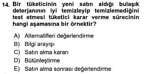 Psikoloji 2018-2019 Dönem Sonu Sınavı - 14. soru