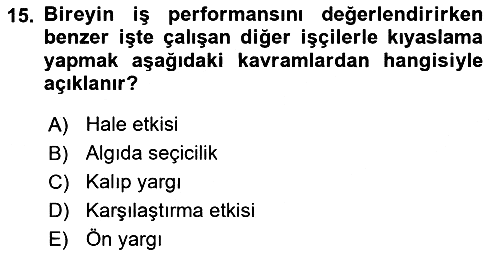 Psikoloji 2019-2020 Dönem Sonu Sınavı - 15. soru