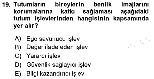 Psikoloji 2024-2025 Dönem Sonu Sınavı - 19. soru