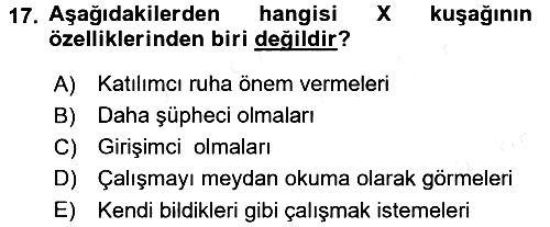 Psikoloji 2015-2016 Tek Ders Sınavı - 17. soru