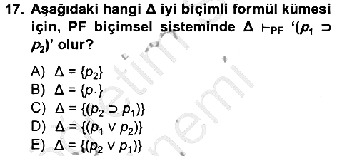 Sembolik Mantık 2012-2013 Ara Sınav - 17. soru