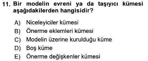 Sembolik Mantık 2015-2016 Tek Ders Sınavı - 11. soru
