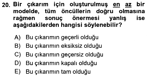 Sembolik Mantık 2025-2026 Dönem Sonu Sınavı - 20. soru