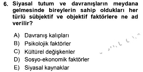 Siyaset Bilimi 2016-2017 3 Ders Sınavı - 6. soru
