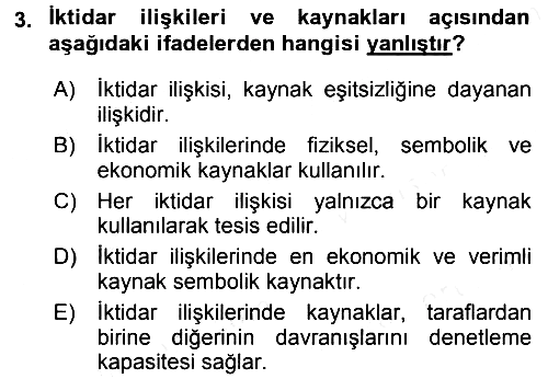 Siyaset Bilimi 2017-2018 3 Ders Sınavı - 3. soru