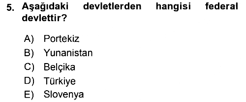 Siyaset Bilimi 2017-2018 3 Ders Sınavı - 5. soru