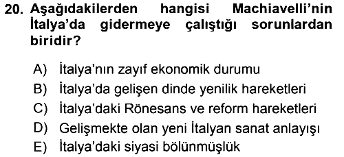 Siyaset Bilimi 2017-2018 3 Ders Sınavı - 20. soru