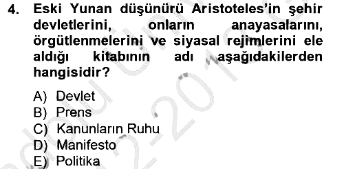 Siyaset Bilimi 2012-2013 Ara Sınav - 4. soru