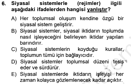 Siyaset Bilimi 2012-2013 Ara Sınav - 6. soru