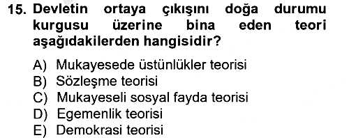 Siyaset Bilimi 2012-2013 Ara Sınav - 15. soru