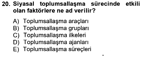 Siyaset Bilimi 2012-2013 Ara Sınav - 20. soru