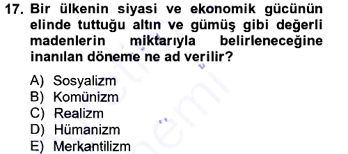 Siyaset Bilimi 2013-2014 Ara Sınav - 17. soru