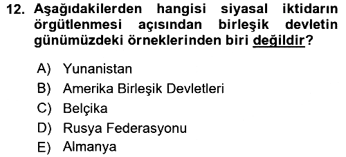Siyaset Bilimi 2015-2016 Ara Sınav - 12. soru