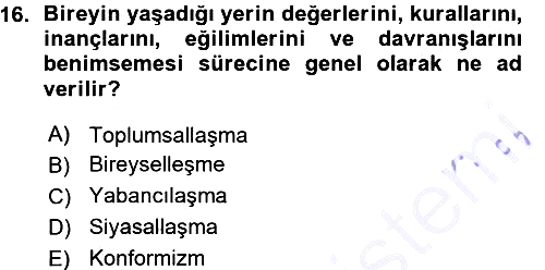 Siyaset Bilimi 2015-2016 Ara Sınav - 16. soru