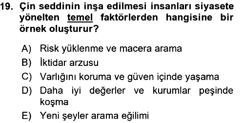 Siyaset Bilimi 2015-2016 Ara Sınav - 19. soru