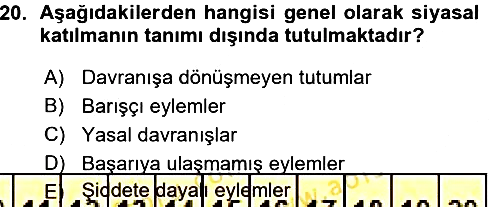 Siyaset Bilimi 2015-2016 Ara Sınav - 20. soru