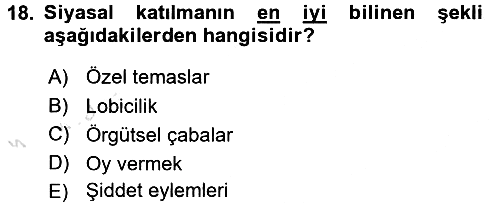 Siyaset Bilimi 2016-2017 Ara Sınav - 18. soru
