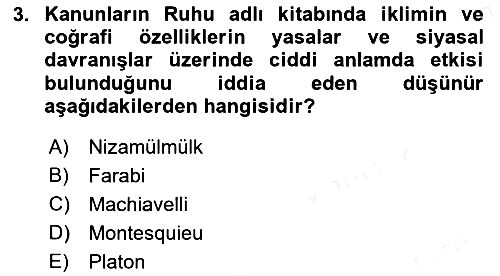Siyaset Bilimi 2018-2019 Ara Sınav - 3. soru