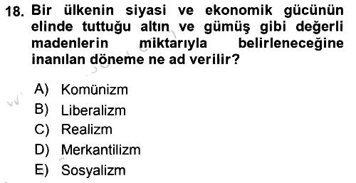 Siyaset Bilimi 2019-2020 Ara Sınav - 18. soru