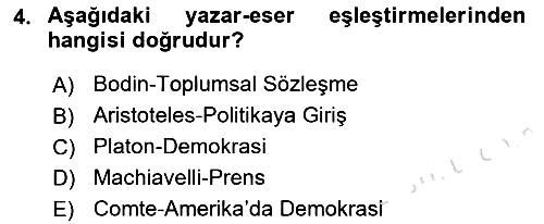 Siyaset Bilimi 2021-2022 Ara Sınav - 4. soru