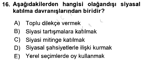 Siyaset Bilimi 2021-2022 Ara Sınav - 16. soru