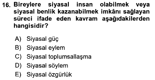 Siyaset Bilimi 2022-2023 Ara Sınav - 16. soru