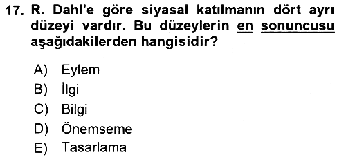 Siyaset Bilimi 2022-2023 Ara Sınav - 17. soru