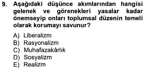 Siyaset Bilimi 2012-2013 Dönem Sonu Sınavı - 9. soru