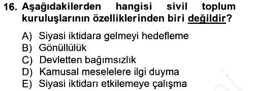 Siyaset Bilimi 2012-2013 Dönem Sonu Sınavı - 16. soru