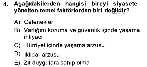 Siyaset Bilimi 2014-2015 Dönem Sonu Sınavı - 4. soru