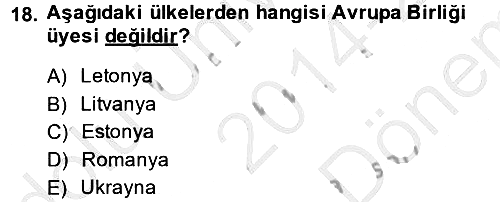 Siyaset Bilimi 2014-2015 Dönem Sonu Sınavı - 18. soru