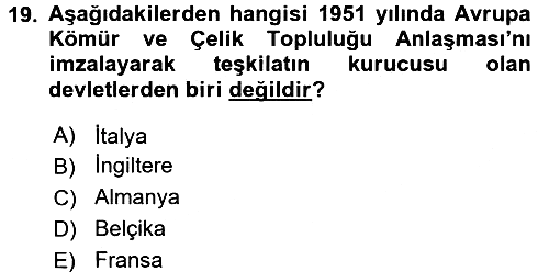 Siyaset Bilimi 2015-2016 Dönem Sonu Sınavı - 19. soru