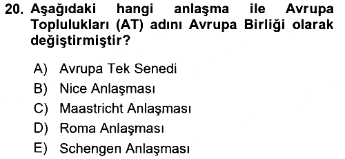 Siyaset Bilimi 2015-2016 Dönem Sonu Sınavı - 20. soru