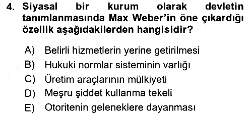 Siyaset Bilimi 2016-2017 Dönem Sonu Sınavı - 4. soru