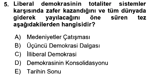 Siyaset Bilimi 2016-2017 Dönem Sonu Sınavı - 5. soru