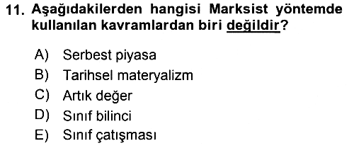 Siyaset Bilimi 2017-2018 Dönem Sonu Sınavı - 11. soru
