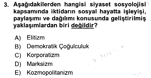 Siyaset Bilimi 2019-2020 Dönem Sonu Sınavı - 3. soru