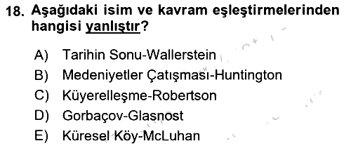 Siyaset Bilimi 2021-2022 Dönem Sonu Sınavı - 18. soru