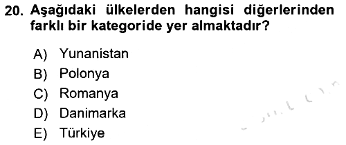Siyaset Bilimi 2023-2024 Dönem Sonu Sınavı - 20. soru