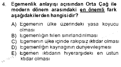 Siyaset Bilimi 2012-2013 Tek Ders Sınavı - 4. soru