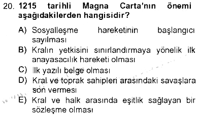 Siyaset Bilimi 2012-2013 Tek Ders Sınavı - 20. soru