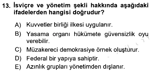Siyaset Bilimi 2022-2023 Yaz Okulu Sınavı - 13. soru