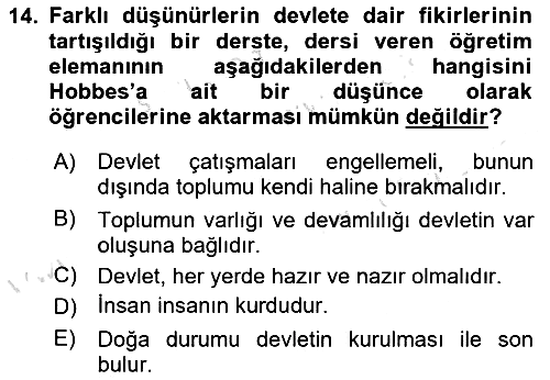 Siyaset Bilimi 2025-2026 Ara Sınav - 14. soru