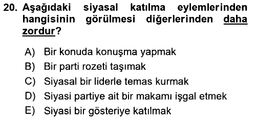 Siyaset Bilimi 2025-2026 Ara Sınav - 20. soru