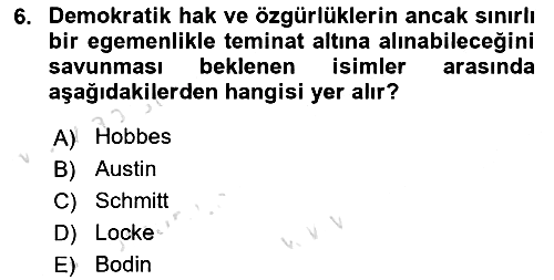 Siyaset Bilimi 2025-2026 Yaz Okulu Sınavı - 6. soru