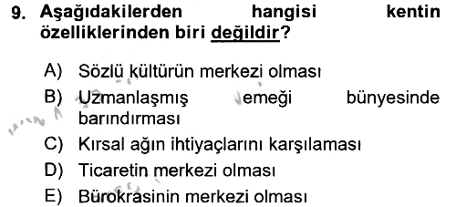 Sosyal Antropoloji 2016-2017 3 Ders Sınavı - 9. soru