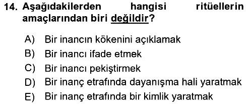 Sosyal Antropoloji 2016-2017 3 Ders Sınavı - 14. soru