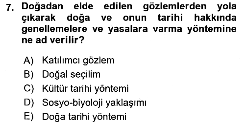 Sosyal Antropoloji 2018-2019 3 Ders Sınavı - 7. soru